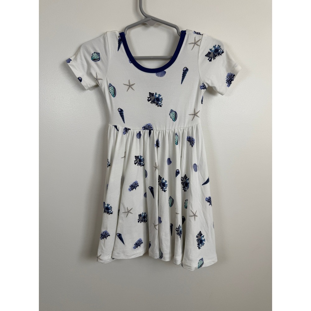 Kyte Baby Blue Seashell Bamboo Twirl Dress 12-18 Months